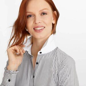 Non-Iron Gingham Supima Cotton Dobby Contrast-Collar Fitted Shirt